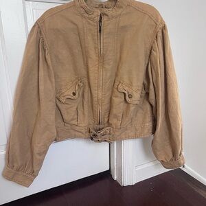 Free People Tan Bomber Jacket